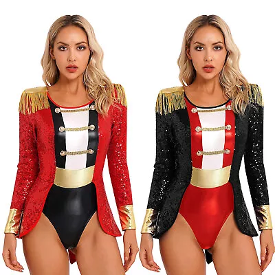 Womens Halloween Party Circus Ringmaster Costume Lion Tamer Leotard Dress  • $24.19