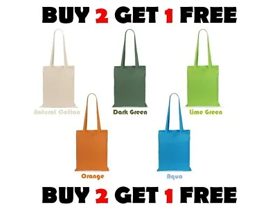 100% Cotton Canvas Tote Shoulder Shopping Bag Shopper Bags Reusable • £2.99