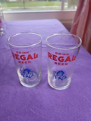 Vtg Regal Beer Shell Glasses Lot Of 2 -4 1/2  Tall 2 1/4 Wide Nice Pair Rare.  • $25