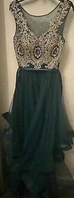City Triangles Formal Dress Juniors 0 Emerald Green Gold Prom Pageant Dress • $40