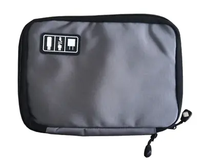 Large Cable Organiser Bag USB Charger Accessories Case Gadget Pouch | GREY • £5.85