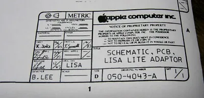 £25.82 • Buy Apple Lisa 2/5 Lite Card Schematic - 24  X 36 