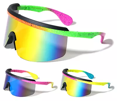 Oversized One Piece Shield Lens Wrap Around Sunglasses Sport Retro Outdoor Beach • $9.95