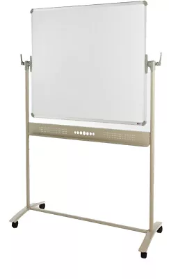 Mobile Magnetic DryWipe Whiteboard-Horizontal Rotating-School-1200mm X 1200mm • £174