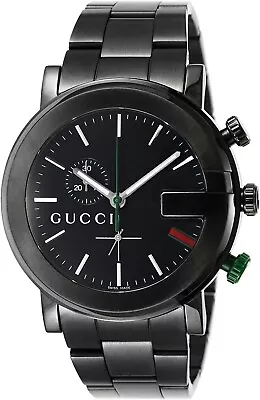 Gucci Quartz 101M Black PVD Chronograph Men's Watch GU-YA101331MSS-BLK New • $600