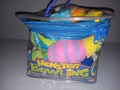 Melissa & Doug Monster Bowling 6 Pins 1 Ball Bag Plush • $5.37