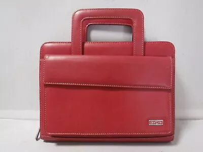 PM2 Franklin Covey Day One Classic Zip Planner Binder Handles Red Faux Leather • $29.99