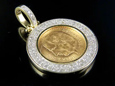 Men's 24K Mexican Peso 1945 Dos Y Medio Real Diamond Coin Pendant 3/5 CT 1.2  • $949.99