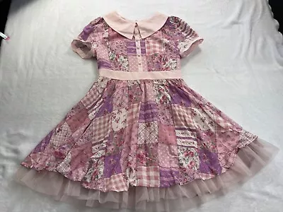 $38.68 • Buy Sugar Thrillz Patch Work Cottage Core Girls Flare Dress Size Small 7-8 Floral