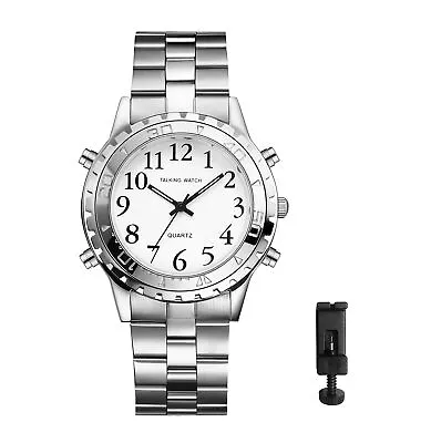 Men Women Stainless Steel Band Chimes Alarm Analog Quartz Watch Talking Watches • $28.99