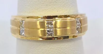 MEN'S 0.96CT Natural Moissanite Gold Plated 925 Silver Wedding Band Ring • $149.99