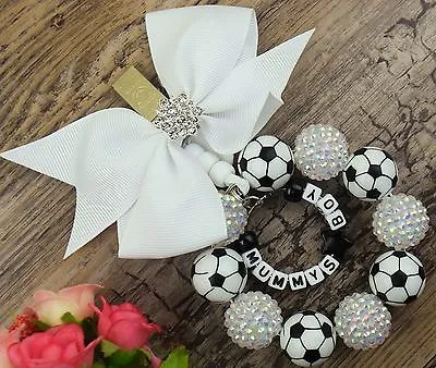 £8.99 • Buy Personalised Stunning Pram Charm In Football Beads Baby Boys With Diamontee