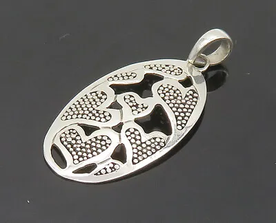 925 Sterling Silver - Vintage Shiny Love Hearts Cutout Oval Pendant - PT16866 • $31.05