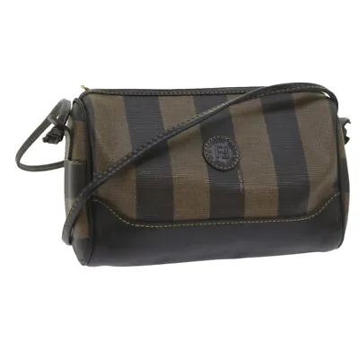 FENDI Pecan Canvas Shoulder Bag Black Brown Auth Ar10656 • $211.20