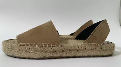 Zara Basic Tan Flatform Espadrille Sandals Shoes UK 5 (EU38) Suede Leather • £19.95