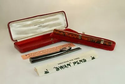 Vintage Swan Mabie Sf2  Fountain Pen- Woodgrain H R - Nr Mint- Boxed With Pocket • £68.66