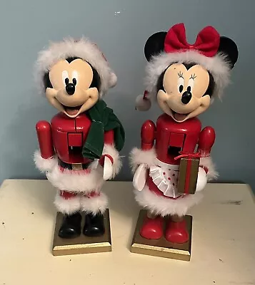 Mickey & Minnie Mouse Wooden Christmas Nutcracker Set 8.5 H X 4 W • $43.98