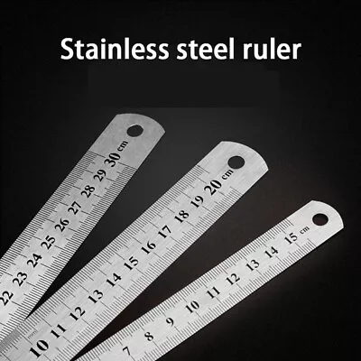 15-30cm Stainless Steel Metal Straight Ruler Tool Double Sided Measuring T`go • $1.73