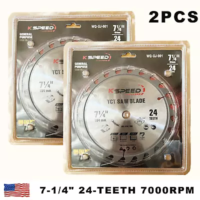 2-Pack 7-1/4  Carbide Circular Saw Blade With 24 Teeth 7000 RPM KSPEED • $10.99