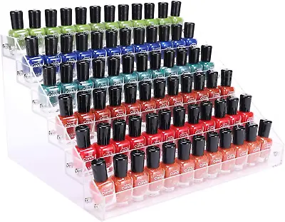 Nail Polish Organizer Display Stand Shelf Holder Rack Acrylic 6 Tier 96 Bottles • $20.80