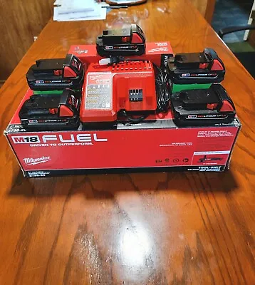 5X NEW Genuine Milwaukee M18 Batteries And New Charger. • $142.50