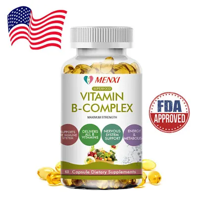 Vitamin B Complex Capsules B1 B2 B3 B5 B6 B7 B9 B12 Folic Acid & Biotin Energy • $11.87