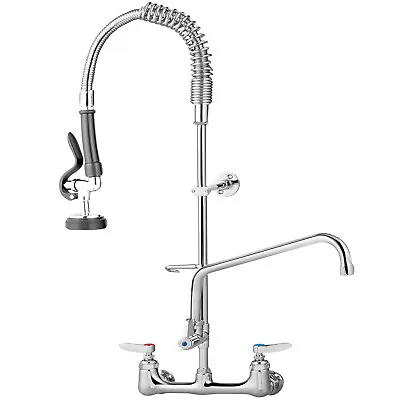 VEVOR 47  Commercial Kitchen Pre Rinse Faucet 8  Center Wall Mounted Mixer Tap • $121.89