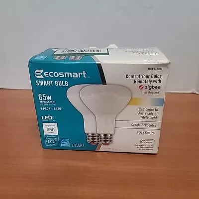 EcoSmart 65W Equivalent BR30 Dimmable Smart LED Bulbs 2 Pack Voice / App Control • $14.95