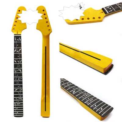 Maple 22Fret Guitar Neck 25.5 Inch Rosewood Fretboard Vine Inlay Yellow Finished • $62