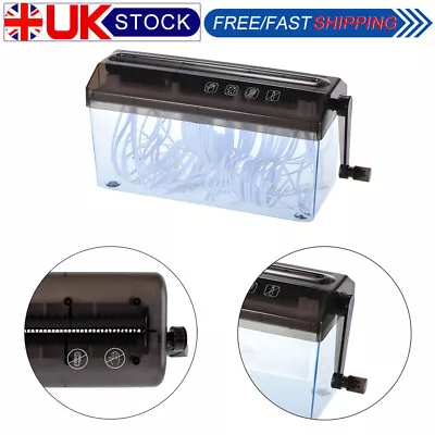 Mini Hand Shredder Cross Cut Manual A4 Paper Hand Cutting Home Office Machine UK • £16.59