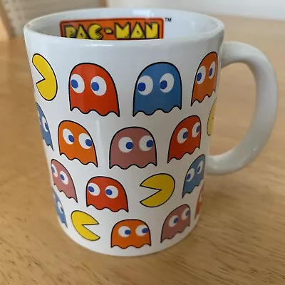 Vintage White Pac-Man & Ghost Arcade Coffee Mug Bandai Namco • £4.99