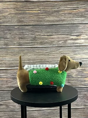 FESTIVE DACHSHUND Wiener Weiner Dog Wondershop PLUSH Throw Toss PILLOW 2023 NWT • $24.97