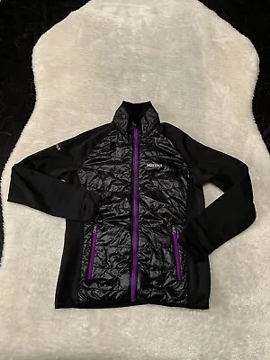 Marmot Black Purple Zip Jacket Polartec Fleece Lined Puffer & Soft Shell Size M • $29.99