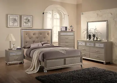 NEW Champagne Gold Queen King Full Twin 5PC Bed Set Modern Furniture Bed/D/M/N/C • $1479.99