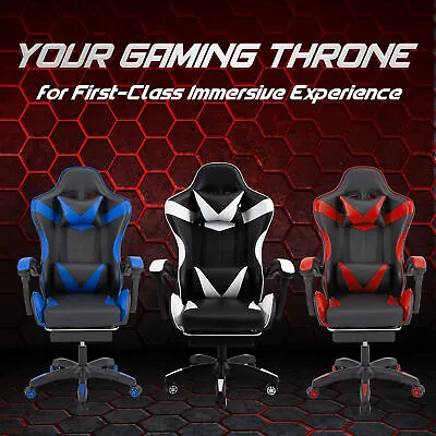 £92.99 • Buy Reclining Office Computer Gaming Racing Desk Chair W/ Massage&Ergonomic Support#