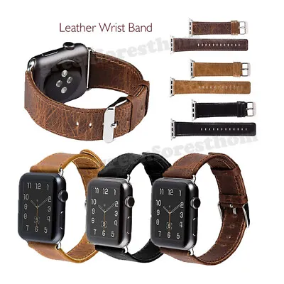 $16.99 • Buy Genuine Leather Wrist Band Strap For Apple Watch 2/5/6/7/8 IWatch 38/42/41/45mm