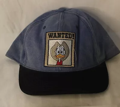 Vintage Disney Store Donald Duck Wanted Embroidered Denim Snapback Hat Cap • $29.95