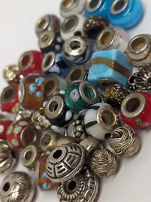 Lot Of Murano Style Glass Bead Charms Accents 4 Marked 925 Silver  • $42