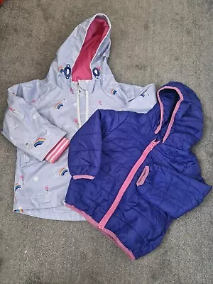Marks & Spencer 3 In 1 Blue And Pink Rainbow Swans Warm Winter Coat 18-24 Months • £7.50