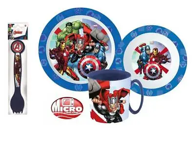 Avengers Childrens Kids Toddlers 5 Pc Dinner Breakfast Set Plate Bowl Mug Spoon • £11.49