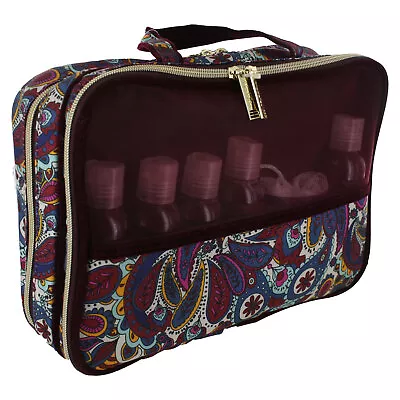 Modella Fitted Weekender Cosmetic Makeup Zipper Bag W/ Bottles & Shower Pouf • $19.97