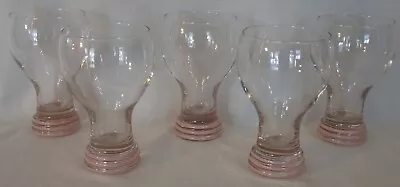 $35 • Buy (5) Homer Laughlin Fiestaware Pink Rose Fiesta 16 Oz Clear Glass Goblets