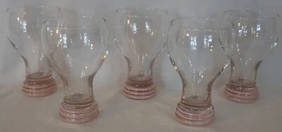 $35 • Buy (5) Homer Laughlin Fiestaware Pink Rose Fiesta 16 Oz Clear Glass Goblets