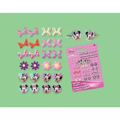 Minnie Mouse Bowtique Disney Birthday Party Favor Sticker Earrings & Rings Set • $9.47