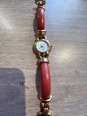 TECHNOS LUXOR VINTAGE WOMENS WATCH  Snake Leather Band Pearl Face • $95