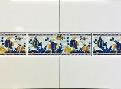 £1.40 • Buy Fishes Decorative Desiqn Ceramic Border Tiles 70x200mm Wall Tiles