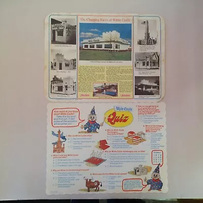 Vintage 1977-79 2 Pc Lot Souvenir Paper Placemat White Castle History Kids Quiz • $24.99