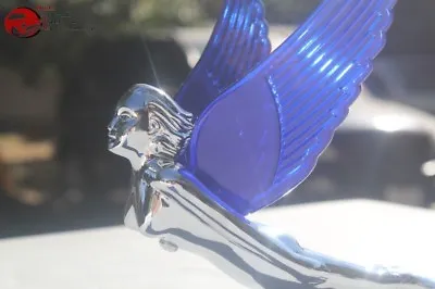 Blue Art Deco Flying Wing Godess Lighted Custom Hood Ornament Truck Hot Rat Rod • $144.11