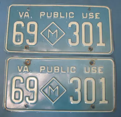 Matched Pair Of Virginia Municipal License Plates 1970's To 1980's Public Use • $30