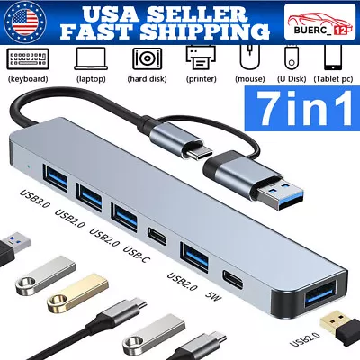 7 In 1 Multiport USB-C Hub Type C To USB 3.0 4K HDMI Adapter For MacBook Pro/Air • $12.65